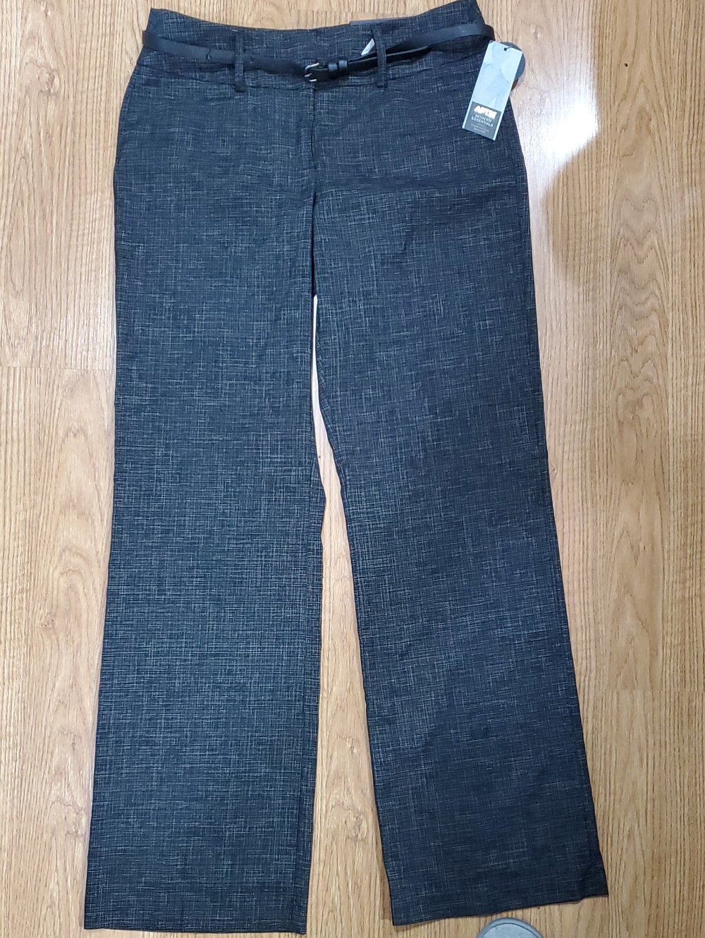 Apt. 9 Women's Black Textured Wide-Leg Pants with Belt, Size 8
